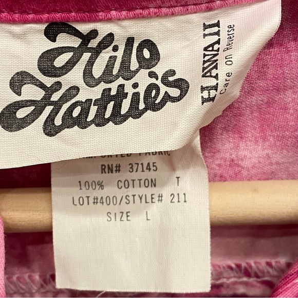 Vtg Hilo Hattie Shirt Women's Hawaiian Pink Floral Button up Aloha USA Beach - Picture 4 of 5